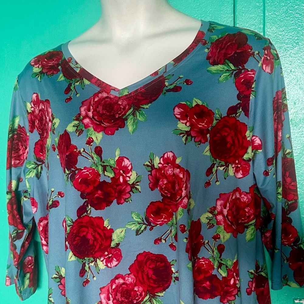 Colorful floral top/blouse size XL